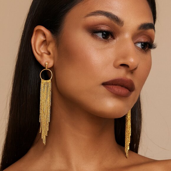 Express Jewelry - NWT Express Gold Tone Fringe Statement Earrings